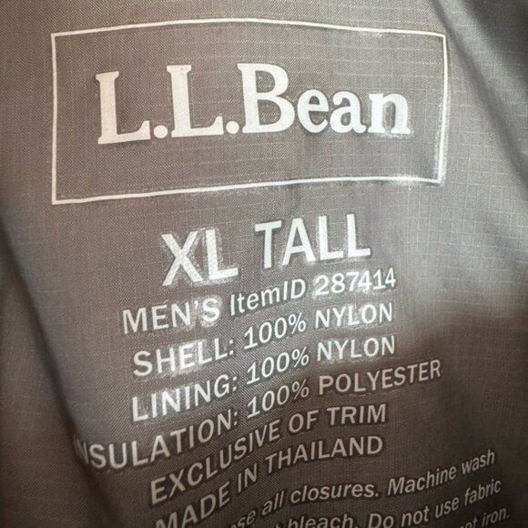 🟤 Men’s Black L.L. Bean Primacore Hooded Jacket Size XLT EUC - Picture 6 of 6